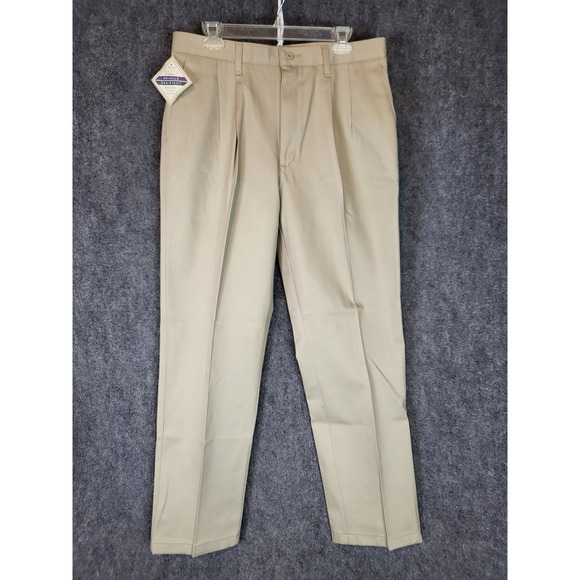 Wrangler‎ Riata Casual Pants Wrinkle Resistant Relaxed Fit Khaki Men Sz 34x32 - Picture 1 of 11